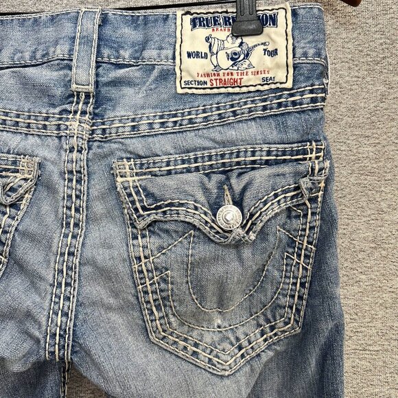 True Religion Jeans Women 27 Blue Light Wash 100% Cotton Low Rise USA Western - Picture 13 of 16